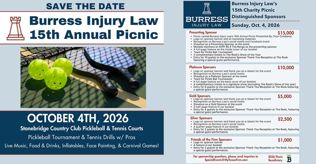 burress injury law 15th annual community picnic 2026